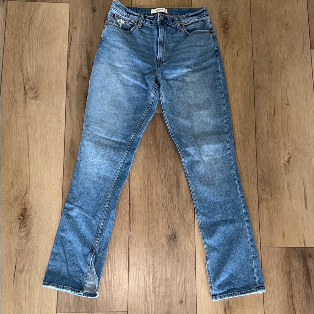 Abercrombie & Fitch skinny split hem Jeans in Medium Blue Denim